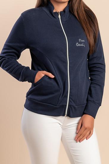 Baumwolljacke mit Reißverschluss, dunkelblau