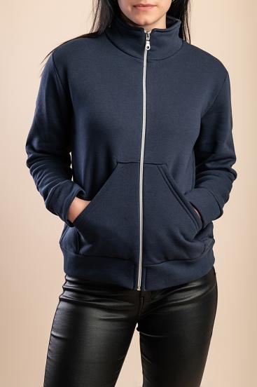 Baumwolljacke mit Reißverschluss, dunkelblau
