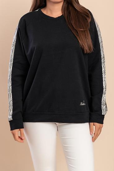 Langarm-Sweatshirt, Schwarz