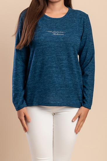 Rundhalspullover, Blau