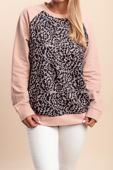 Baumwolltop mit Print, rosa