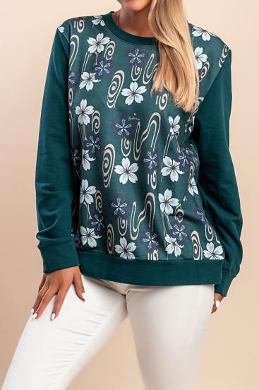 Langarm-Sweatshirt mit Print, grün