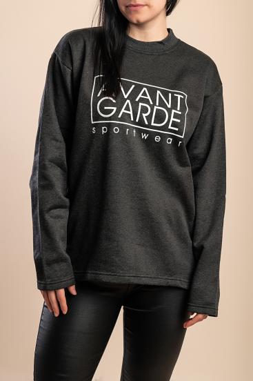 Baumwoll-Sweatshirt mit Druck, grau