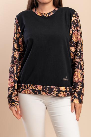 Langarmshirt mit Print, schwarz
