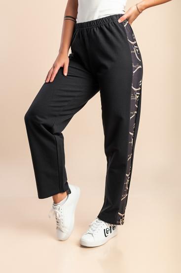 Baumwollbedruckte Hose, schwarz