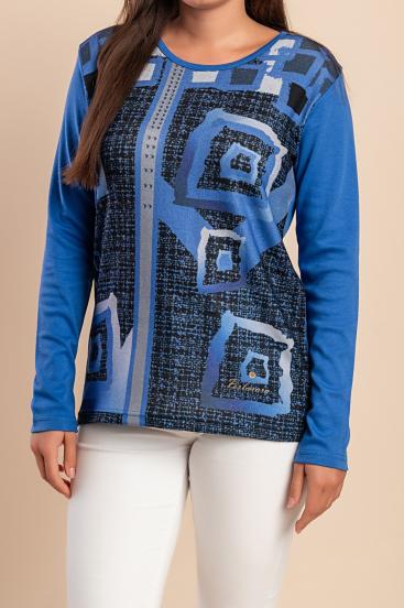 Baumwollbedrucktes Top, blau