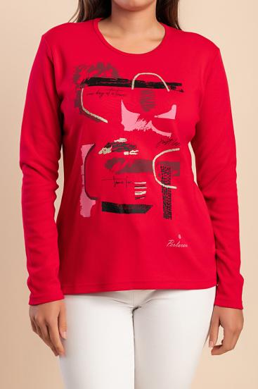 Langarmshirt aus Baumwolle, rot