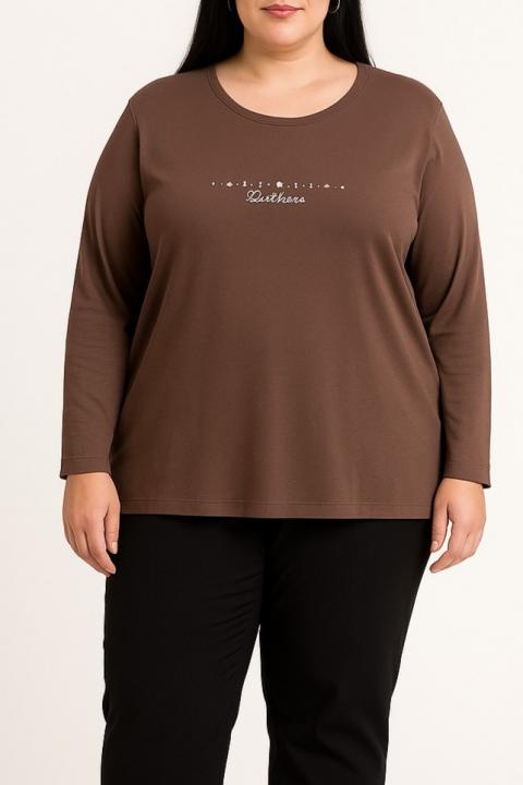 Langarmshirt aus Baumwolle, braun