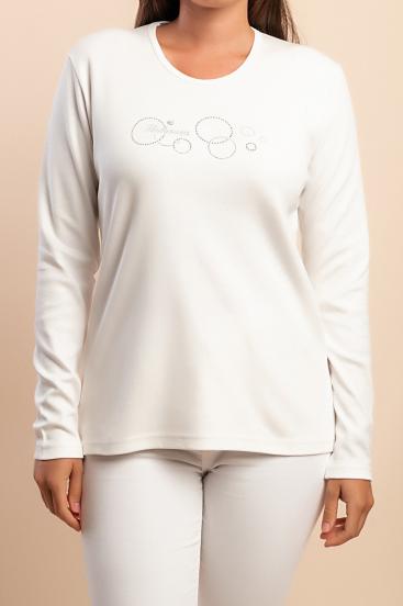 Langarmshirt aus Baumwolle, weiß