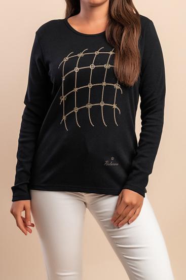 Baumwoll-Longsleeve, schwarz