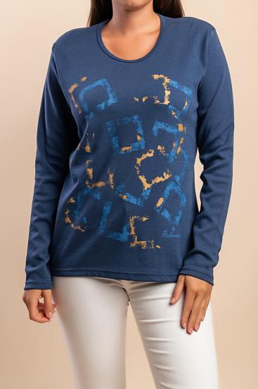 Langarmshirt aus Baumwolle, blau