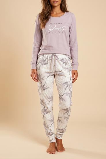 Lange bedruckte Pyjamas, Flieder