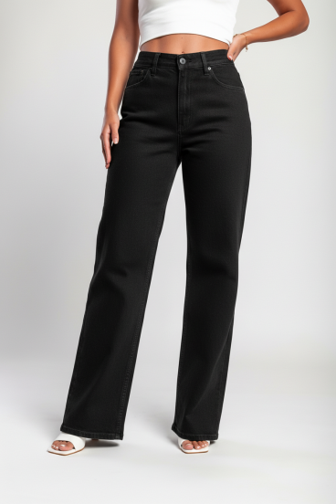 "Luxe Jeans" Super Stretch Hochtaillierte Weite Jeans