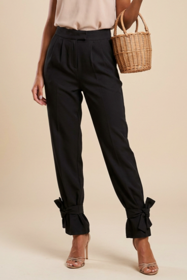 Elegante lange Hose mit hohem Bund, schwarz