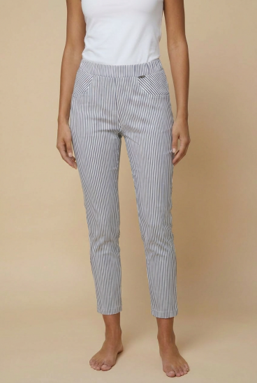 Elegante lange Hose mit Streifendruck, weiß