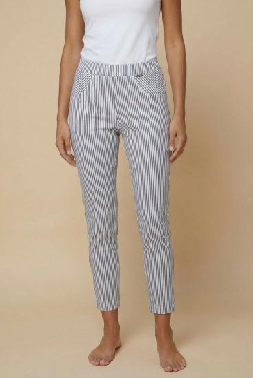Elegante lange Hose mit Streifendruck, weiß