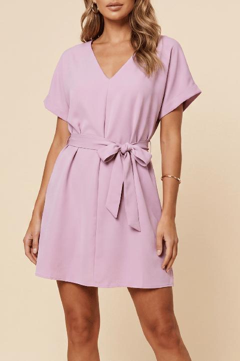 Elegantes Minikleid mit weiten Ärmeln, Pink