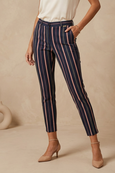 Elegante lange gestreifte Hose, blau