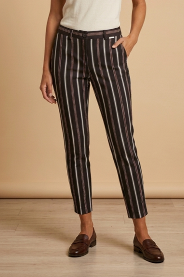 Elegante lange gestreifte Hose, schwarz