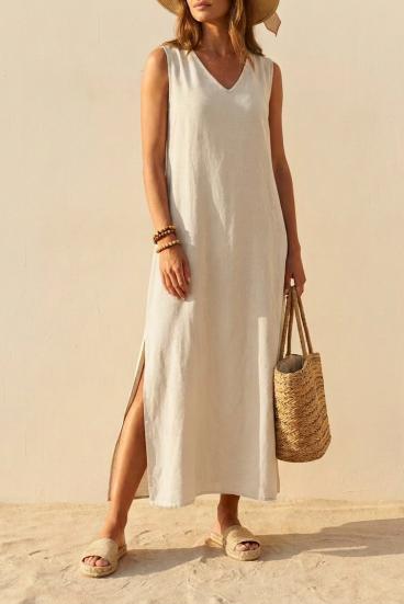 Lockeres Viskose-Maxikleid, beige