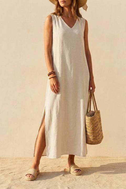 Lockeres Viskose-Maxikleid, beige