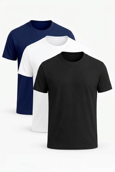 Set aus drei kurzärmligen Herren-T-Shirts aus Baumwolle, verschiedene Farben