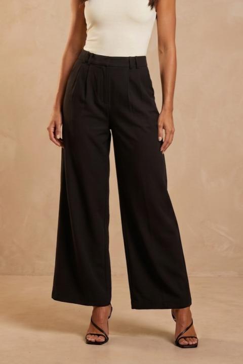 Lange Hosen mit weitem Bein, schwarz