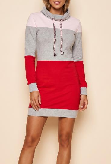 Mehrfarbiges Baumwoll-Minikleid, Grau