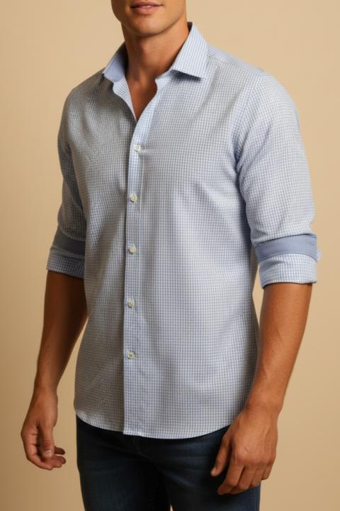 Herren bedrucktes Hemd, Hellblau