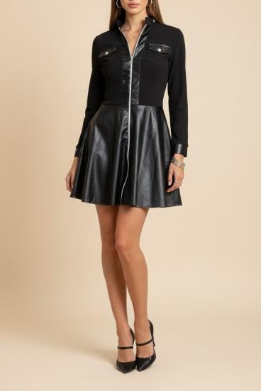 Mini Kleid aus Kunstleder, Schwarz
