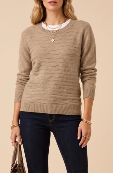 Damen Pullover mit Rundhalsausschnitt, Khaki